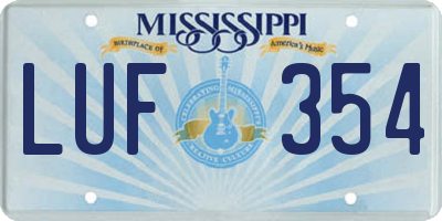 MS license plate LUF354