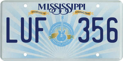 MS license plate LUF356