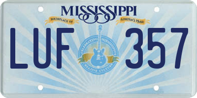 MS license plate LUF357