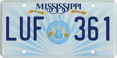 MS license plate LUF361