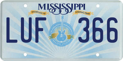 MS license plate LUF366