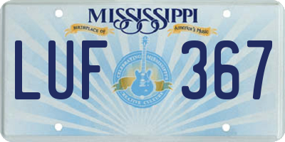 MS license plate LUF367