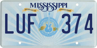 MS license plate LUF374