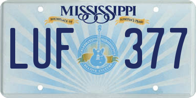 MS license plate LUF377