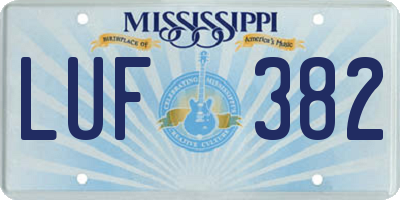 MS license plate LUF382