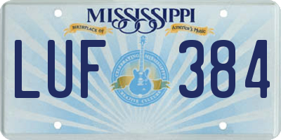 MS license plate LUF384