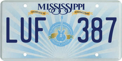 MS license plate LUF387