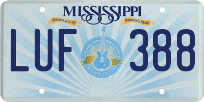 MS license plate LUF388