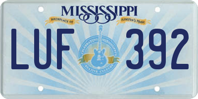 MS license plate LUF392