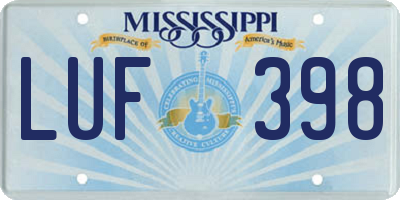 MS license plate LUF398
