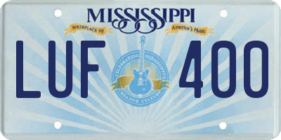 MS license plate LUF400