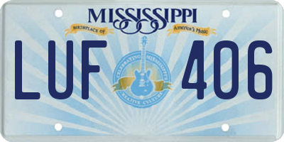 MS license plate LUF406