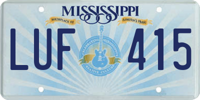 MS license plate LUF415