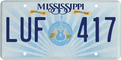 MS license plate LUF417