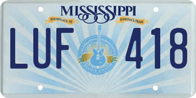 MS license plate LUF418