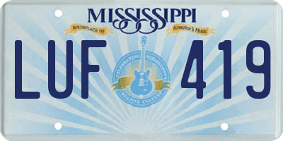 MS license plate LUF419