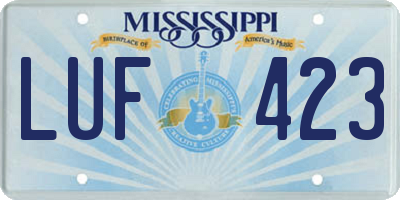 MS license plate LUF423