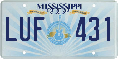 MS license plate LUF431