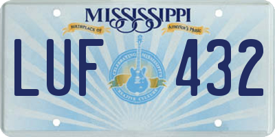 MS license plate LUF432