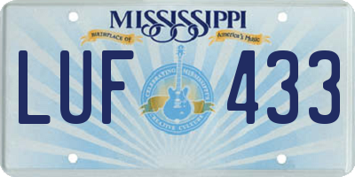 MS license plate LUF433