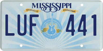 MS license plate LUF441