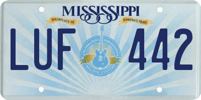 MS license plate LUF442
