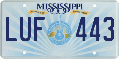 MS license plate LUF443