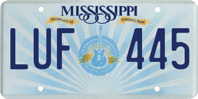 MS license plate LUF445