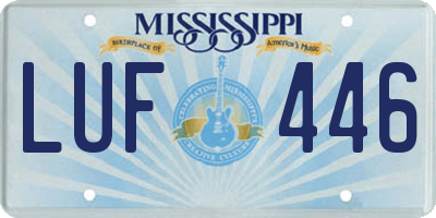 MS license plate LUF446
