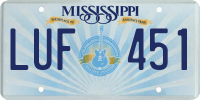 MS license plate LUF451