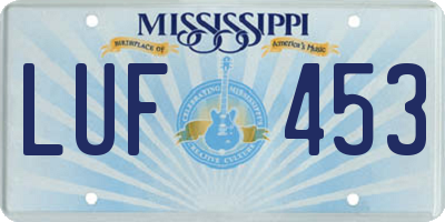 MS license plate LUF453