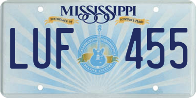MS license plate LUF455
