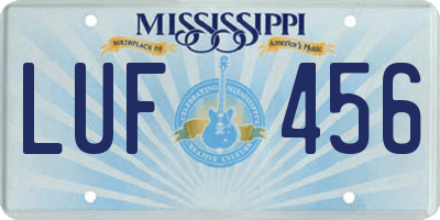 MS license plate LUF456