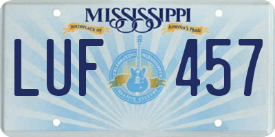 MS license plate LUF457