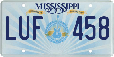 MS license plate LUF458