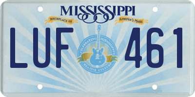 MS license plate LUF461