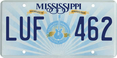 MS license plate LUF462
