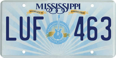 MS license plate LUF463
