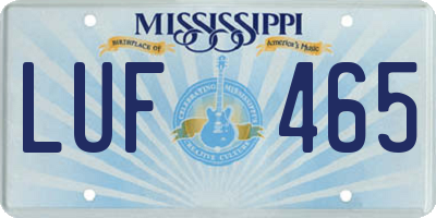 MS license plate LUF465