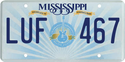 MS license plate LUF467