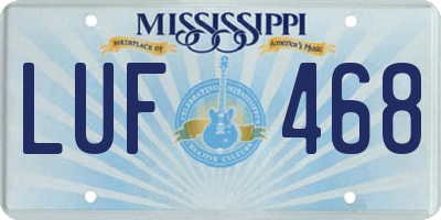 MS license plate LUF468