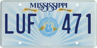 MS license plate LUF471