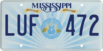 MS license plate LUF472