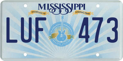 MS license plate LUF473