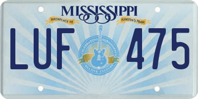 MS license plate LUF475