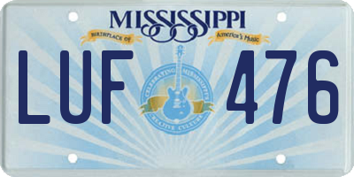 MS license plate LUF476