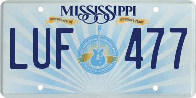 MS license plate LUF477