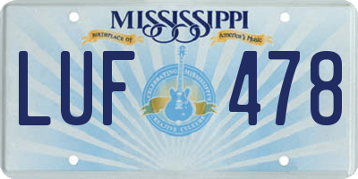 MS license plate LUF478
