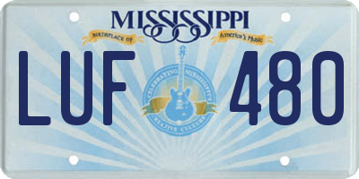 MS license plate LUF480