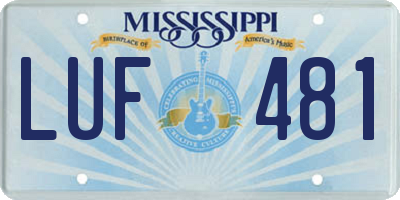 MS license plate LUF481